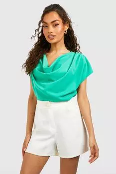 Блузка с вырезом из крепа Boohoo, зеленый