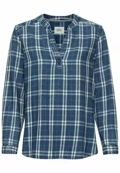 Блузка SCHLUPF MIT STEHKRAGEN camel active, цвет indigo check