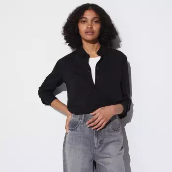 Блузка Uniqlo Rayon Long, черный