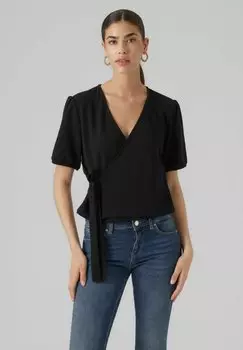 Блузка Vero Moda с запахом, черный