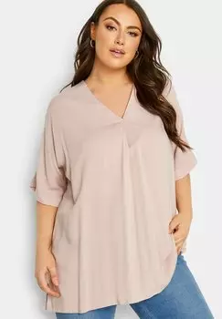 Блузка Yours Clothing с глубоким вырезом, розовый
