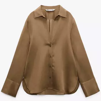 Блузка Zara Satin, коричневый