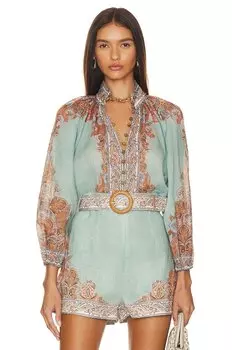 Блузка Zimmermann Devi, цвет Mint Paisley