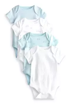 Боди 4 PACK SHORT SLEEVE BABY BODYSUITS Next, цвет blue white elephant
