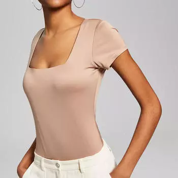 Боди And Now This Macy's Square-Neck Short-Sleeve, светло-коричневый
