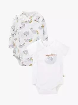 Боди baby shay из органического хлопка сонные ленивцы Frugi, цвет Soft White/Multi