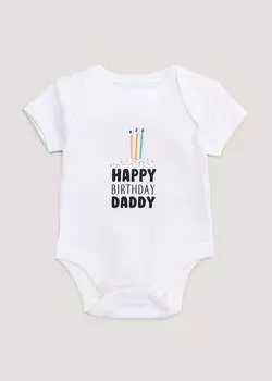 Боди Baby White Happy Birthday Daddy (Tiny Baby, 12 мес.), белый