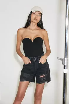 Боди без бретелек в форме сердца Forever 21, черный