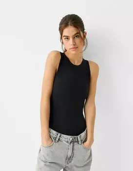 Боди без рукавов Bershka, черный