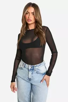 Боди Boohoo с длинными рукавами, черный