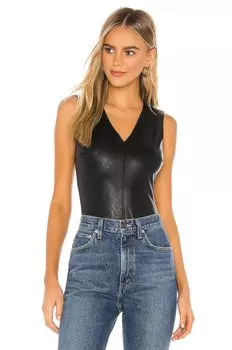 Боди Commando Faux Leather V Neck, черный