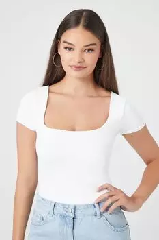 Боди Contour с короткими рукавами Forever 21, белый
