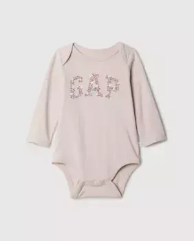 Боди для девочки с длинными рукавами и логотипом Gap спереди, розовый