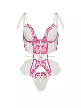 Боди For Love & Lemons Festival Floral Teddy, белый/розовый