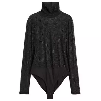 Боди H&amp;M Rhinestone-embellished Mesh, черный