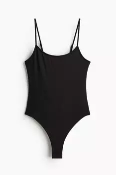 Боди H&M Double-layered Ladder-stitch-look, черный