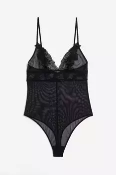 Боди H&M Mesh Thong, черный