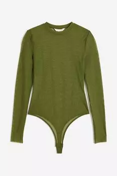 Боди H&M Mesh Thong, зеленый