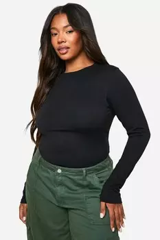 Боди хлопковое Boohoo с длинными рукавами, черный