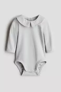 Боди из хлопка с муслиновым воротником H&M, серый