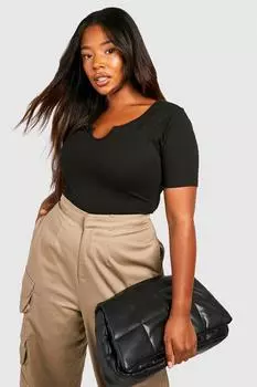 Боди из хлопкового вырезка plus Boohoo, черный