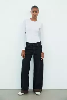 Боди из полиамида с вырезом ZARA, белый