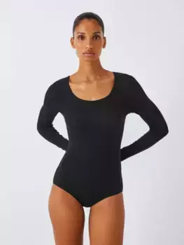 Боди John Lewis Heat Generating Ribbed Scoopsuit, черный