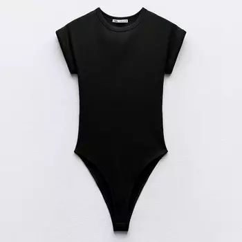 Боди-комбинезон Zara Ribbed, черный