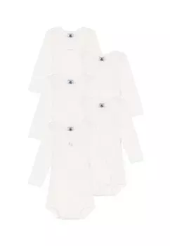 Боди LOT DE 5 MANCHES LONGUES LAPINS EN PACK Petit Bateau, цвет white