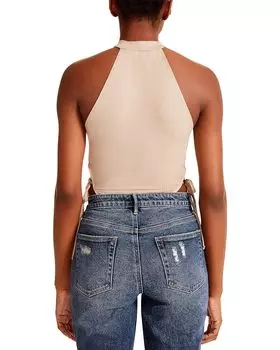 Боди Madden Girl High Cut Mock Neck Bodysuit, цвет Taupe