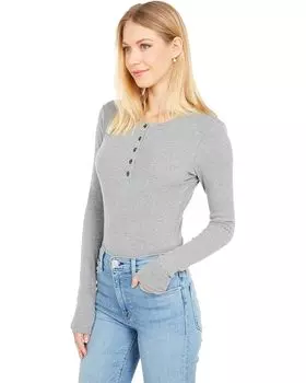 Боди Madewell Henley Long-Sleeve Thong Bodysuit, цвет Heather Medium Grey
