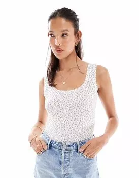Боди Miss Selfridge с широким вырезом и мелким цветочным принтом