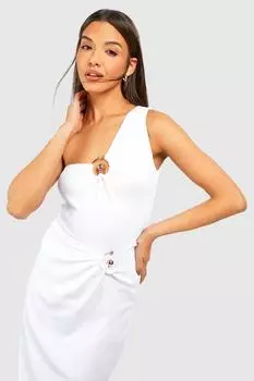Боди на одно плечо с золотой отделкой Boohoo, белый