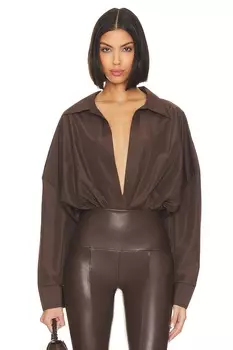 Боди Norma Kamali Oversized Boyfriend Shirt, цвет Chocolate