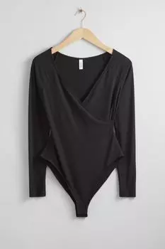 Боди & Other Stories Off-the-shoulder In A Wrap Look, черный