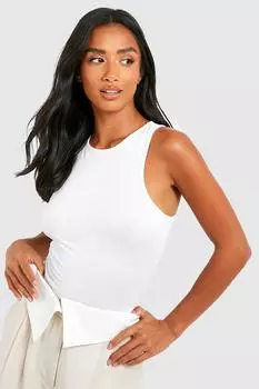 Боди petite basic racer neck Boohoo, белый