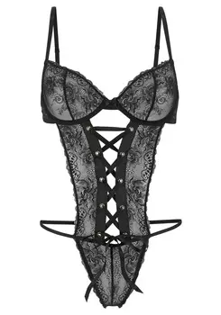 Боди PETITE FLEUR GOLD String, черный