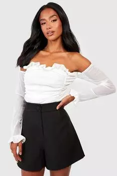 Боди petite с рюшами Boohoo, белый