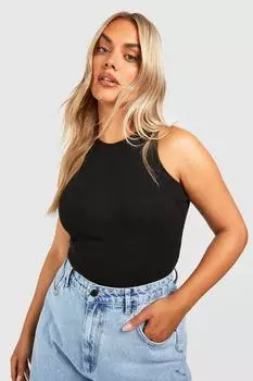 Боди plus rib racer Boohoo, черный