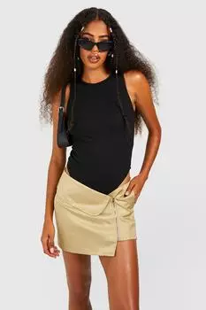 Боди racer neck rib Boohoo, черный