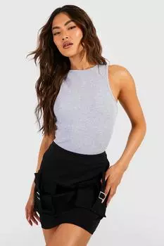 Боди racer rib Boohoo, серый