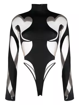 Боди Rodeo с вырезами Mugler, черный