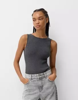 Боди с бантом сзади Bershka, серый