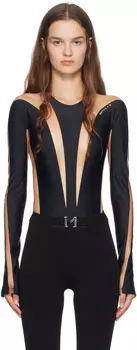 Боди с черными и бежевыми вставками Mugler