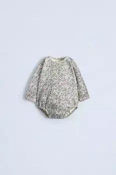 Боди с цветочным принтом ZARA, розовый