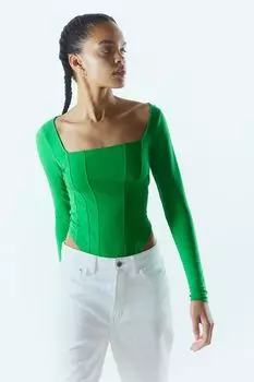 Боди с длинными рукавами H&amp;M, ярко зеленый