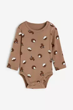 Боди с длинными рукавами H&M, коричневый