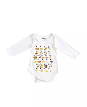 Боди с длинными рукавами и рисунком Foods для мальчиков и девочек Mixed Up Clothing, белый