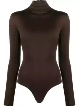 Боди с длинными рукавами и высоким воротником Atu Body Couture, коричневый
