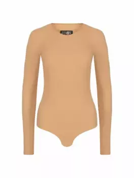 Боди с длинными рукавами MM6 MAISON MARGIELA, бежевый